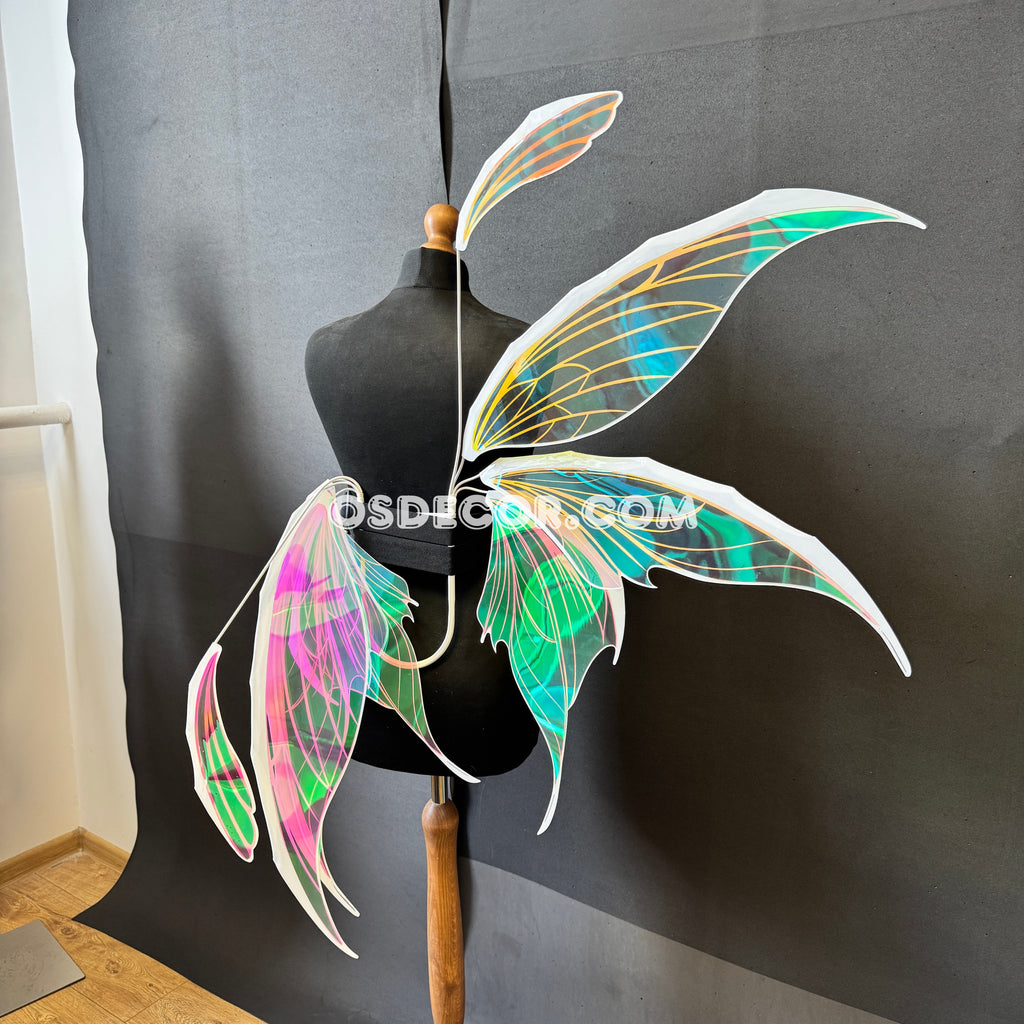Pink Green Yellow Fairy Wings