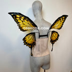Swallowtail butterfly, yellow and black fairy wings for cosplay photoshoot and costume