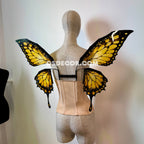 Swallowtail butterfly, yellow and black fairy wings for cosplay photoshoot and costume
