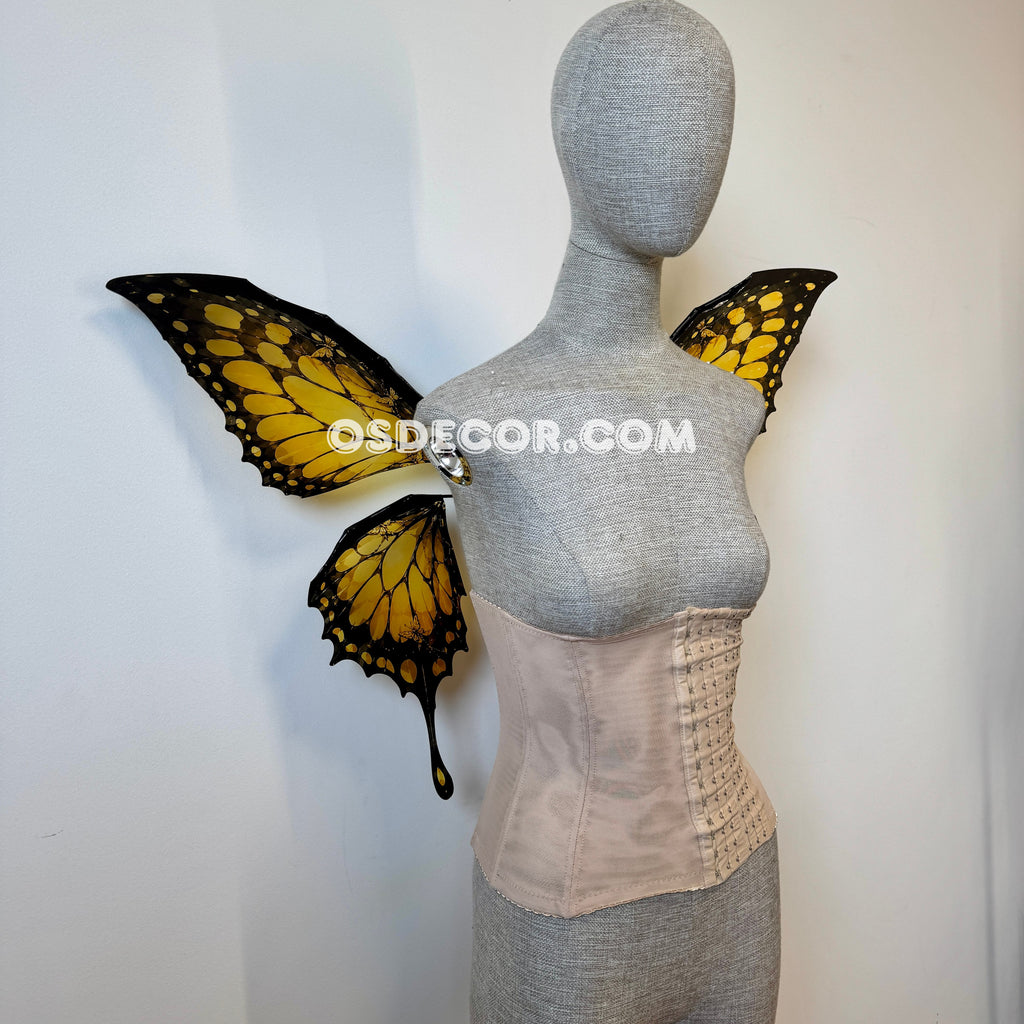 Swallowtail butterfly, yellow and black fairy wings for cosplay photoshoot and costume