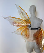 Floral brown and yellow fairy wings for cosplay photo shoot