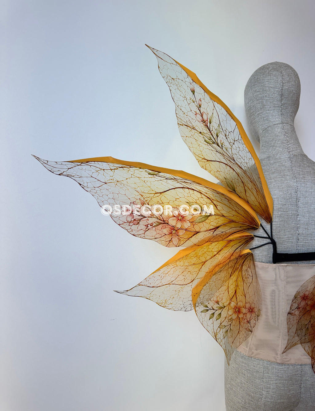 Floral brown and yellow fairy wings for cosplay photo shoot