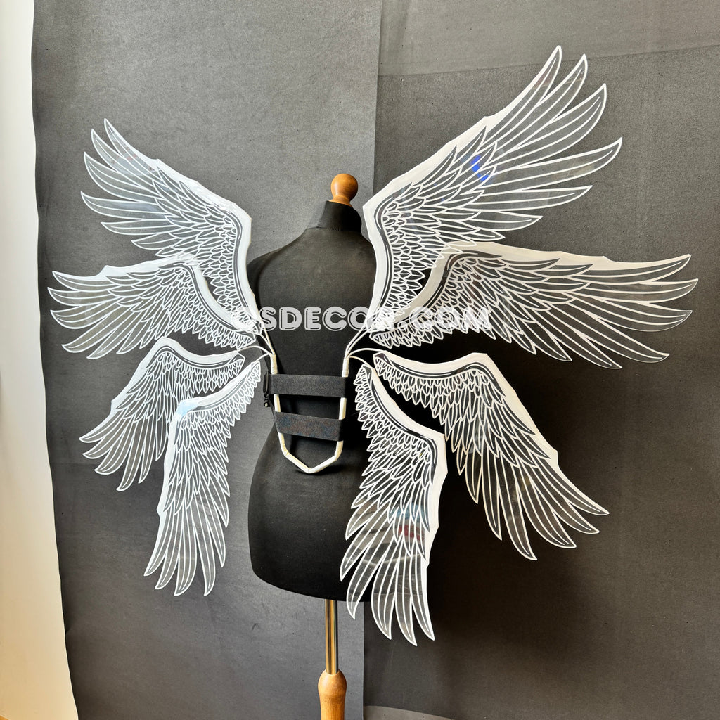 White transparent angel goddess wings, ethereal, for cosplay photo shoot and costume