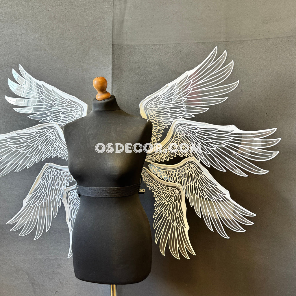 White transparent angel goddess wings, ethereal, for cosplay photo shoot and costume