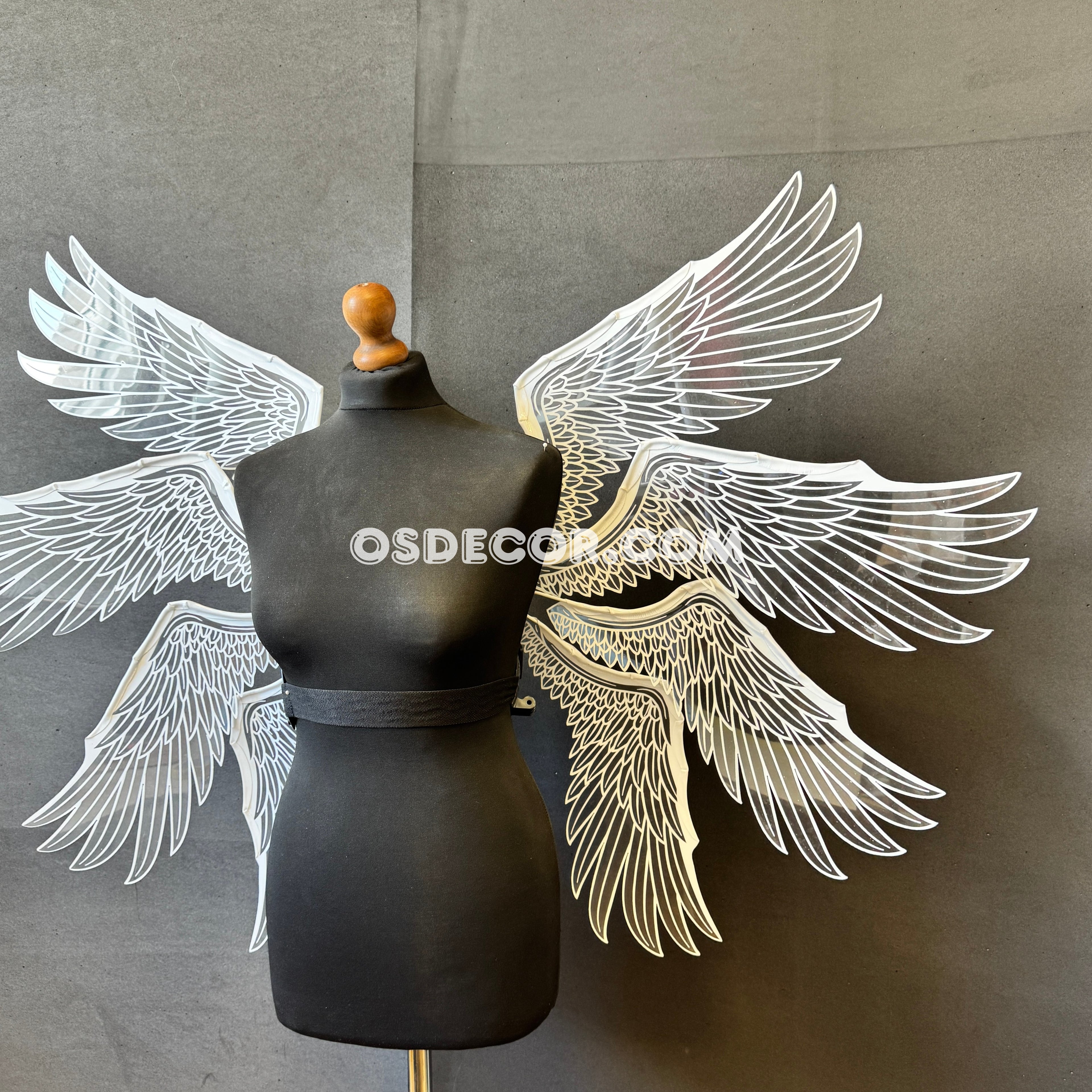 White transparent angel goddess wings, ethereal, for cosplay photo shoot and costume