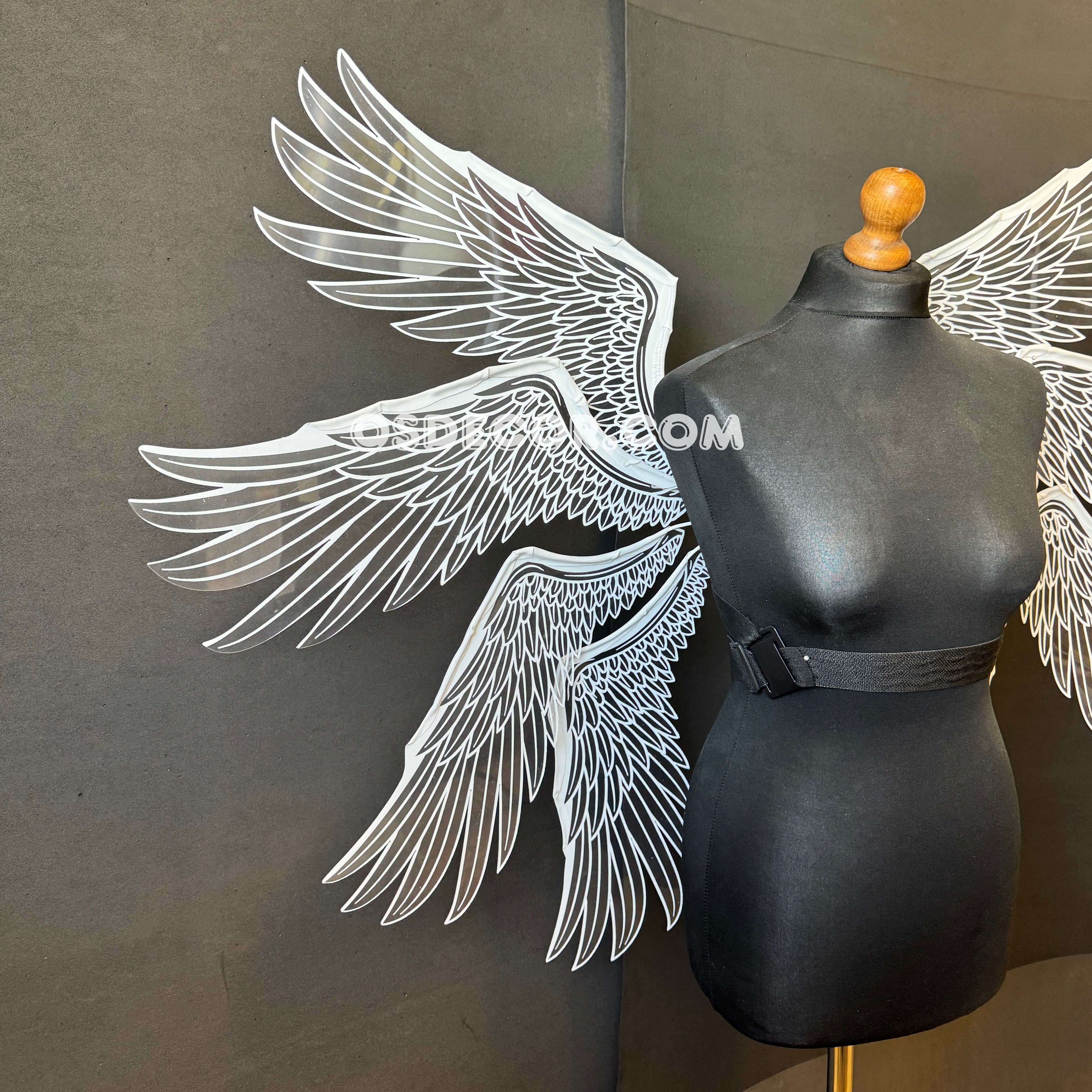 White transparent angel goddess wings, ethereal, for cosplay photo shoot and costume