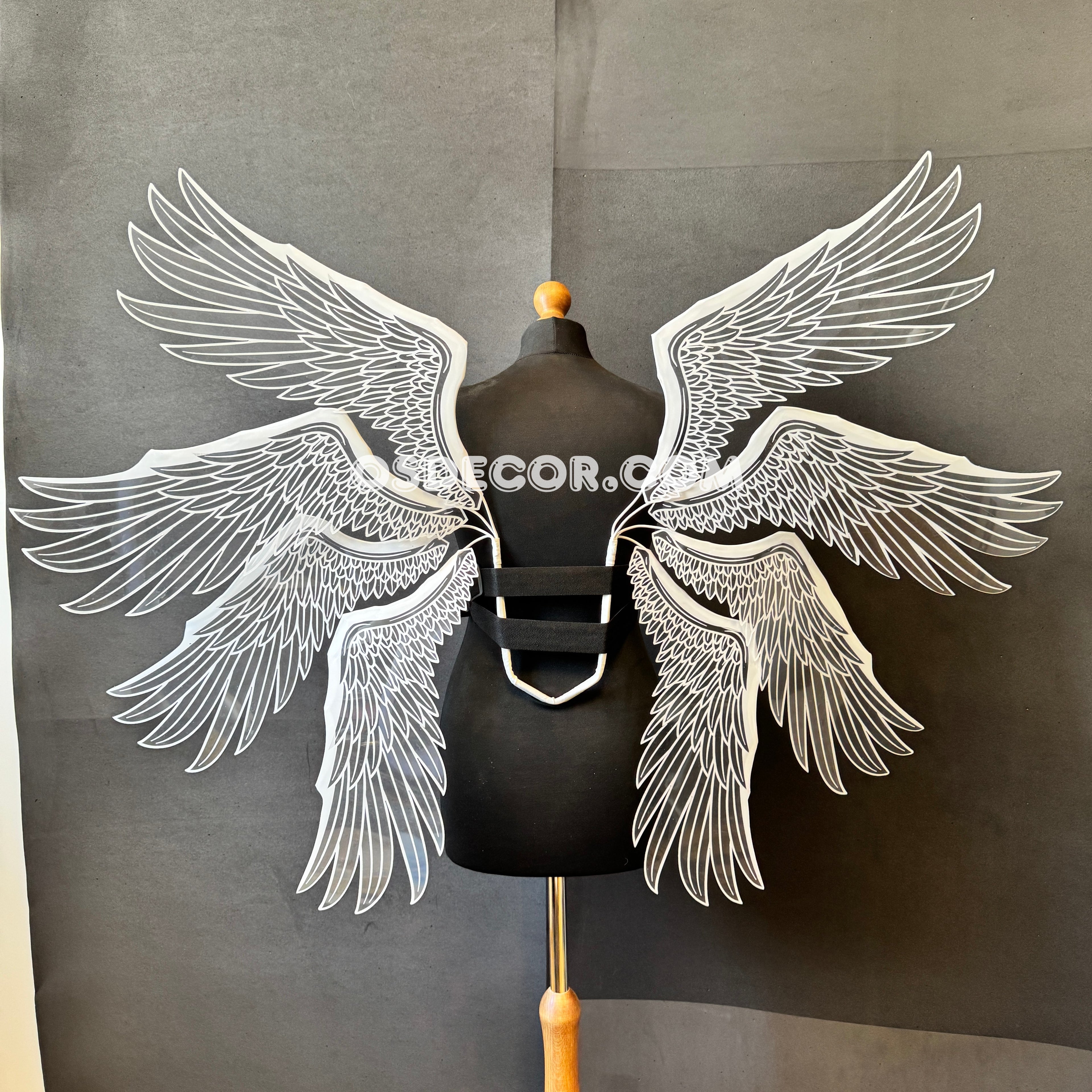 White transparent angel goddess wings, ethereal, for cosplay photo shoot and costume