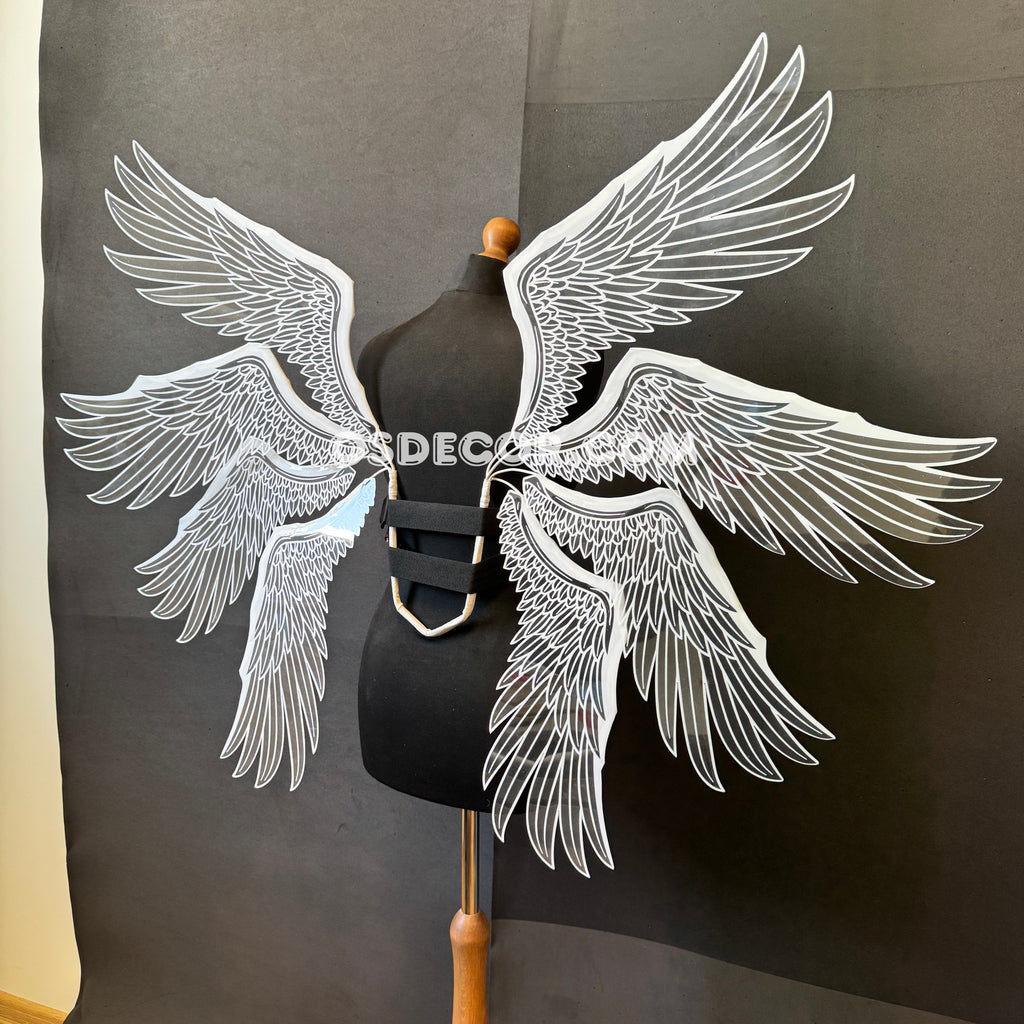White transparent angel goddess wings, ethereal, for cosplay photo shoot and costume