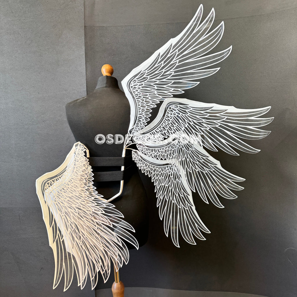 White transparent angel goddess wings, ethereal, for cosplay photo shoot and costume