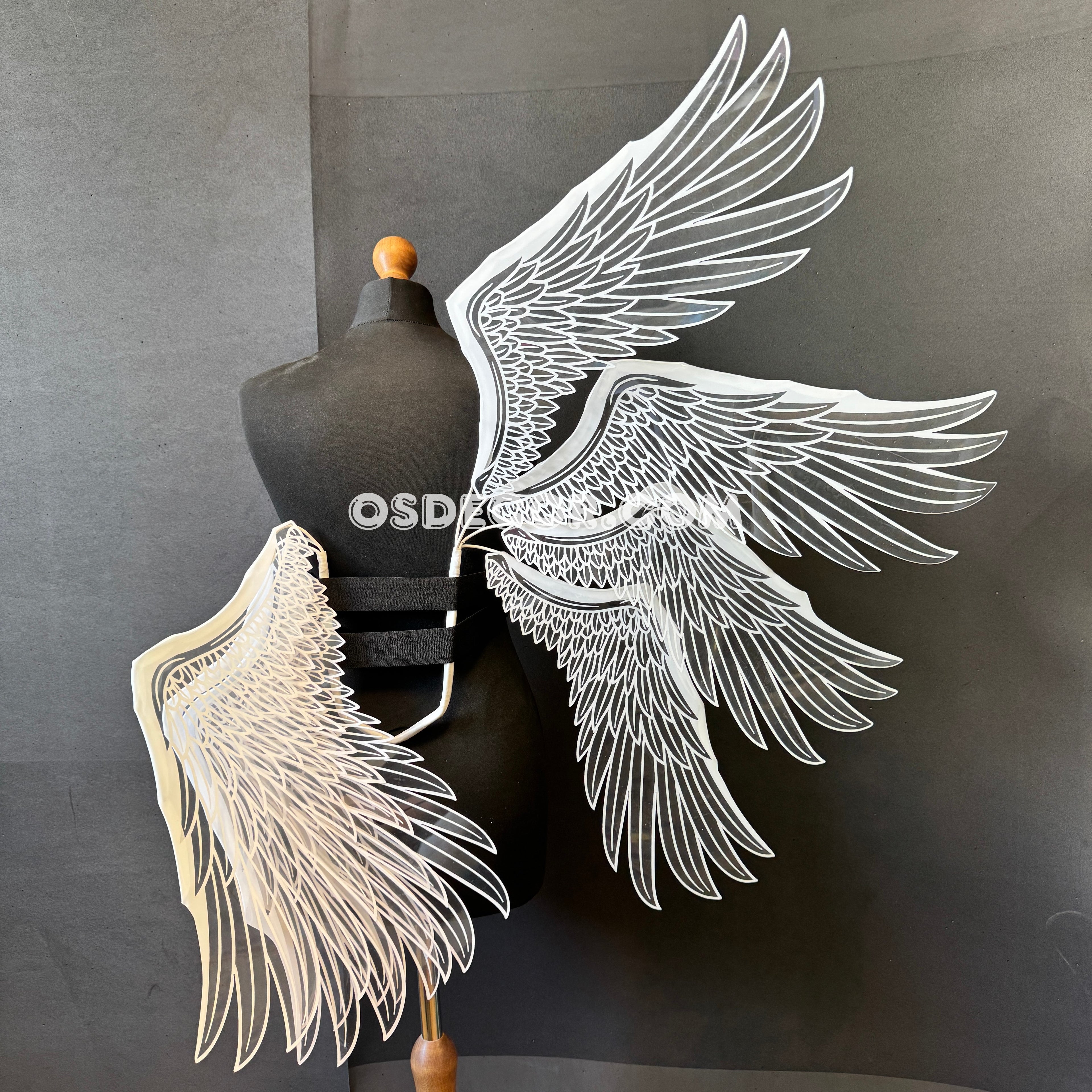 White transparent angel goddess wings, ethereal, for cosplay photo shoot and costume