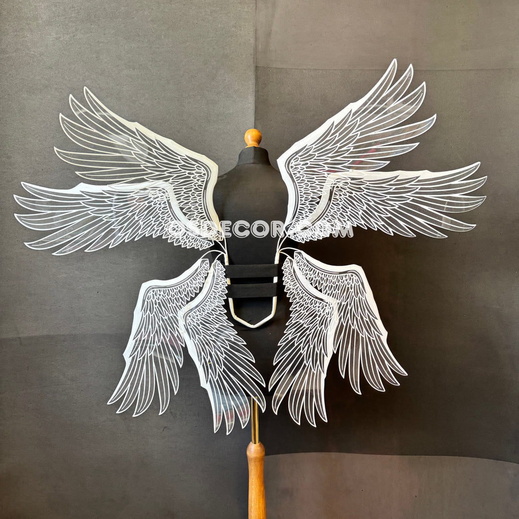 White transparent angel goddess wings, ethereal, for cosplay photo shoot and costume