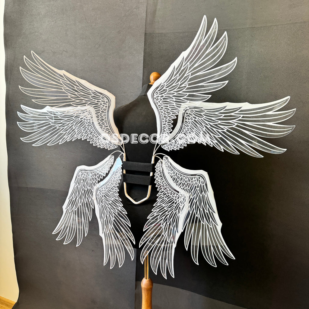 White transparent angel goddess wings, ethereal, for cosplay photo shoot and costume