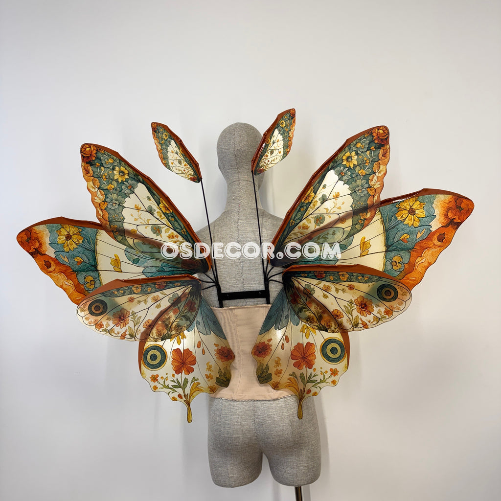 Green Brown Orange Butterfly Fairy Wings