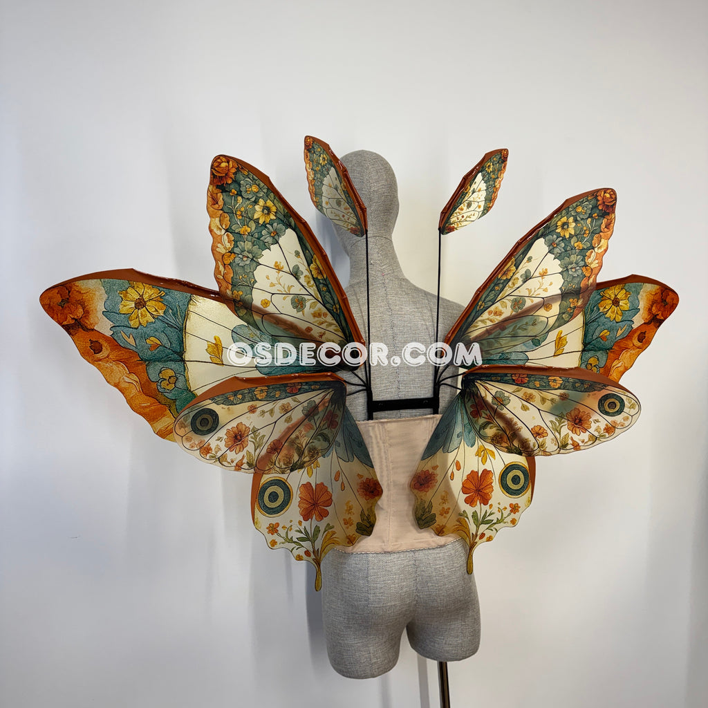 Green Brown Orange Butterfly Fairy Wings