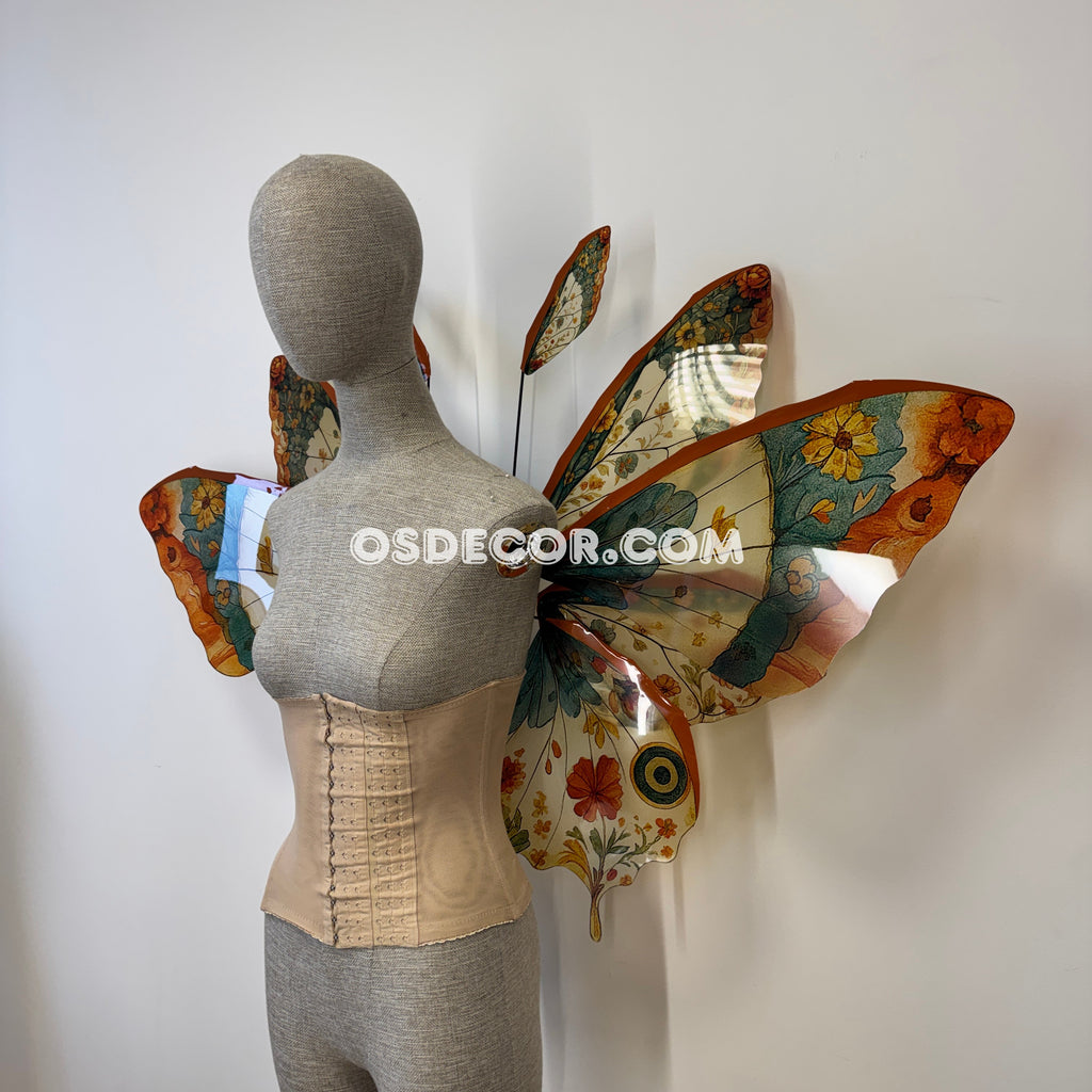 Green Brown Orange Butterfly Fairy Wings