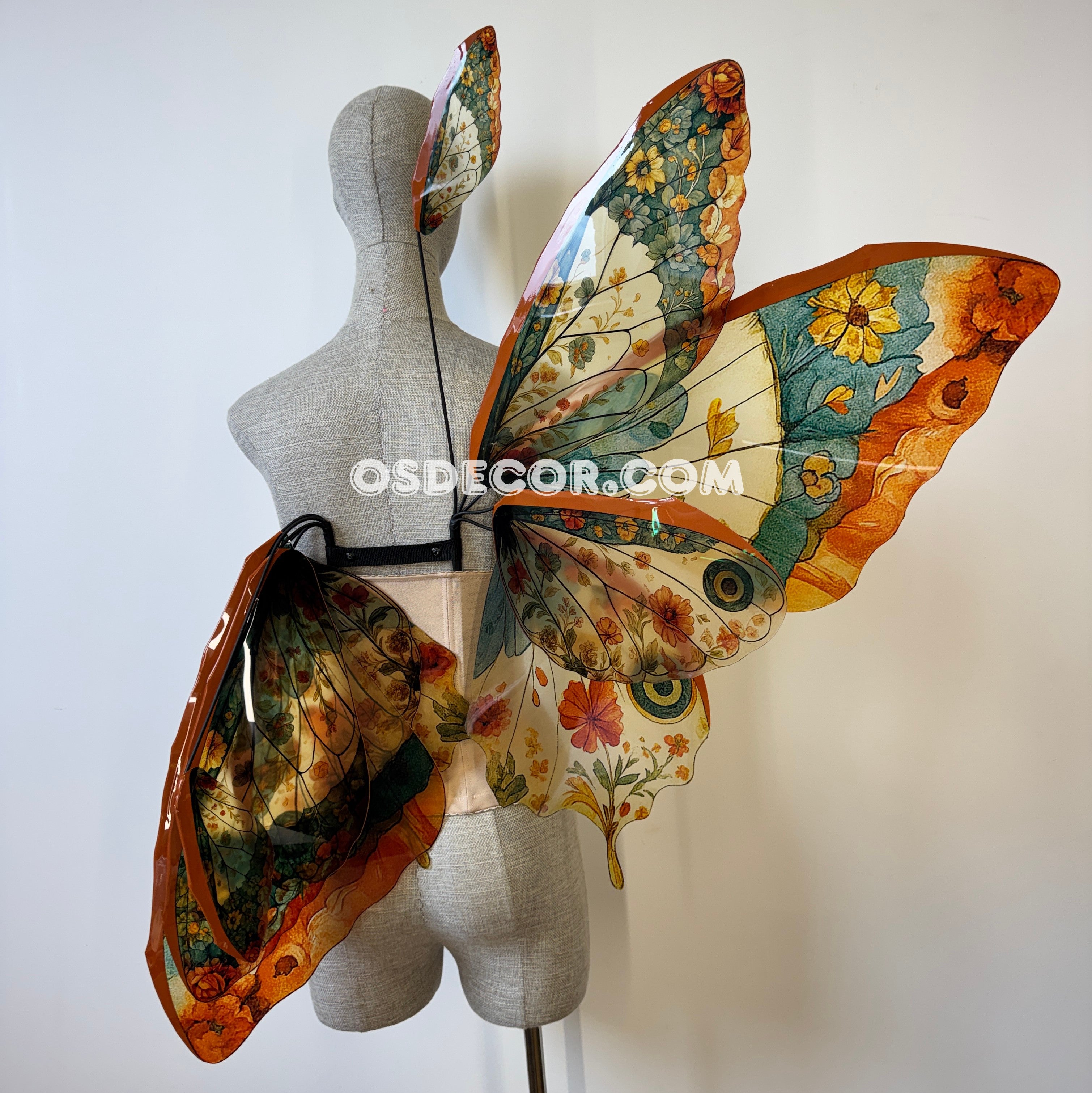 Green Brown Orange Butterfly Fairy Wings