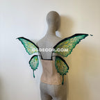 Green butterfly fairy wings for cosplay photoshoot and costume