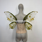 Green yellow forest butterfly fairy wings for cosplay photoshoot and costume