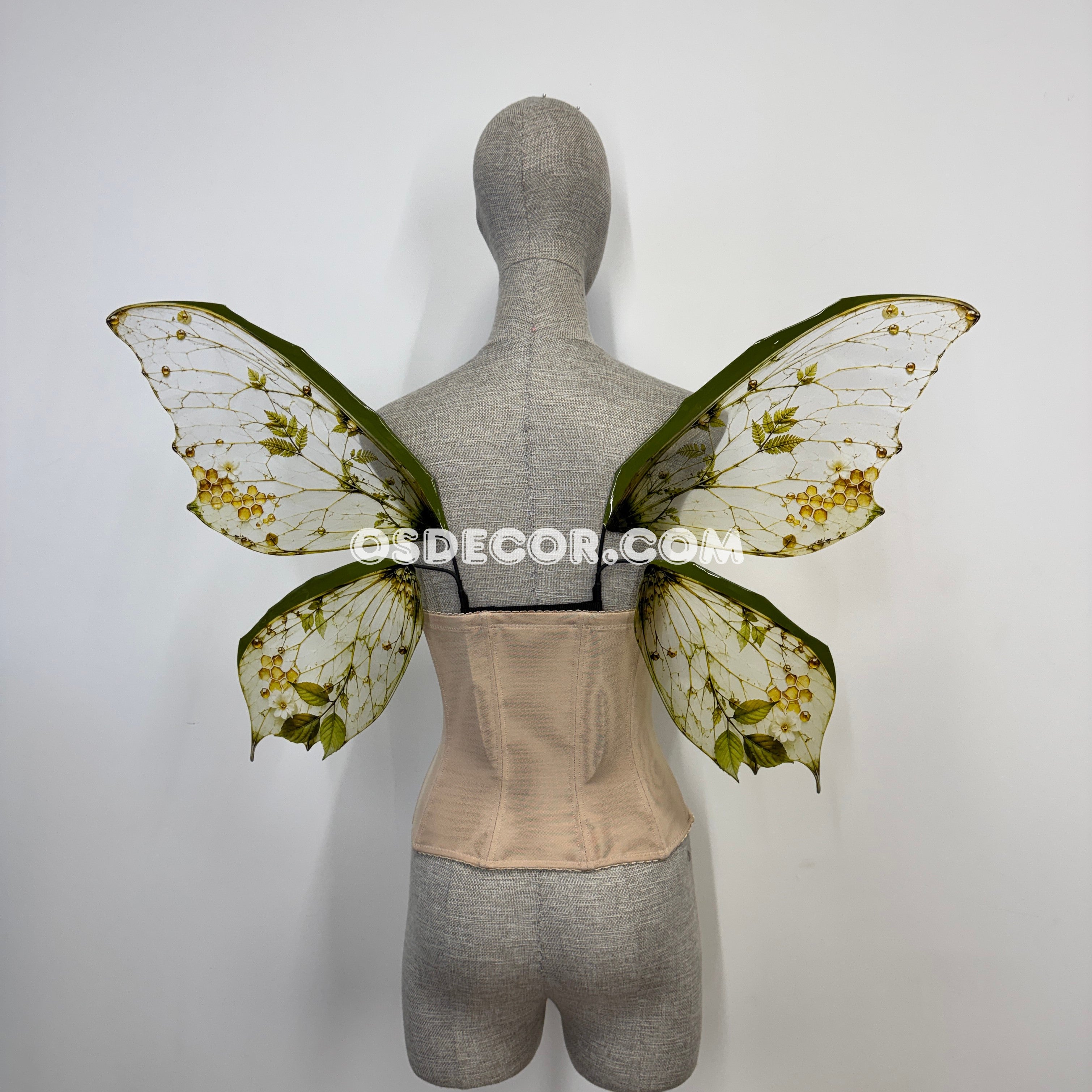 Green yellow forest butterfly fairy wings for cosplay photoshoot and costume