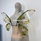 Green yellow forest butterfly fairy wings for cosplay photoshoot and costume