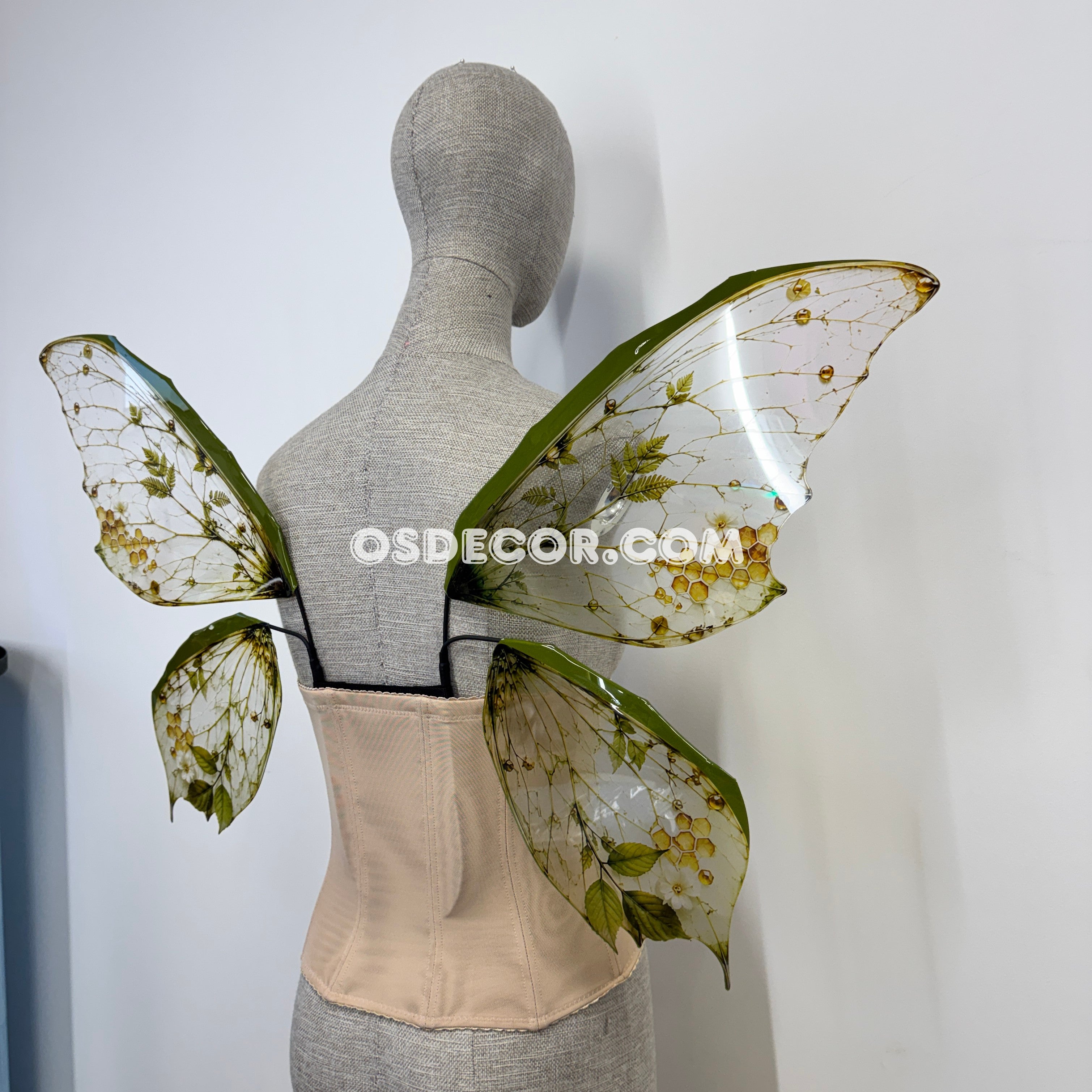 Green yellow forest butterfly fairy wings for cosplay photoshoot and costume