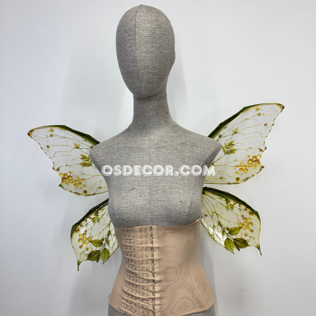 Green yellow forest butterfly fairy wings for cosplay photoshoot and costume