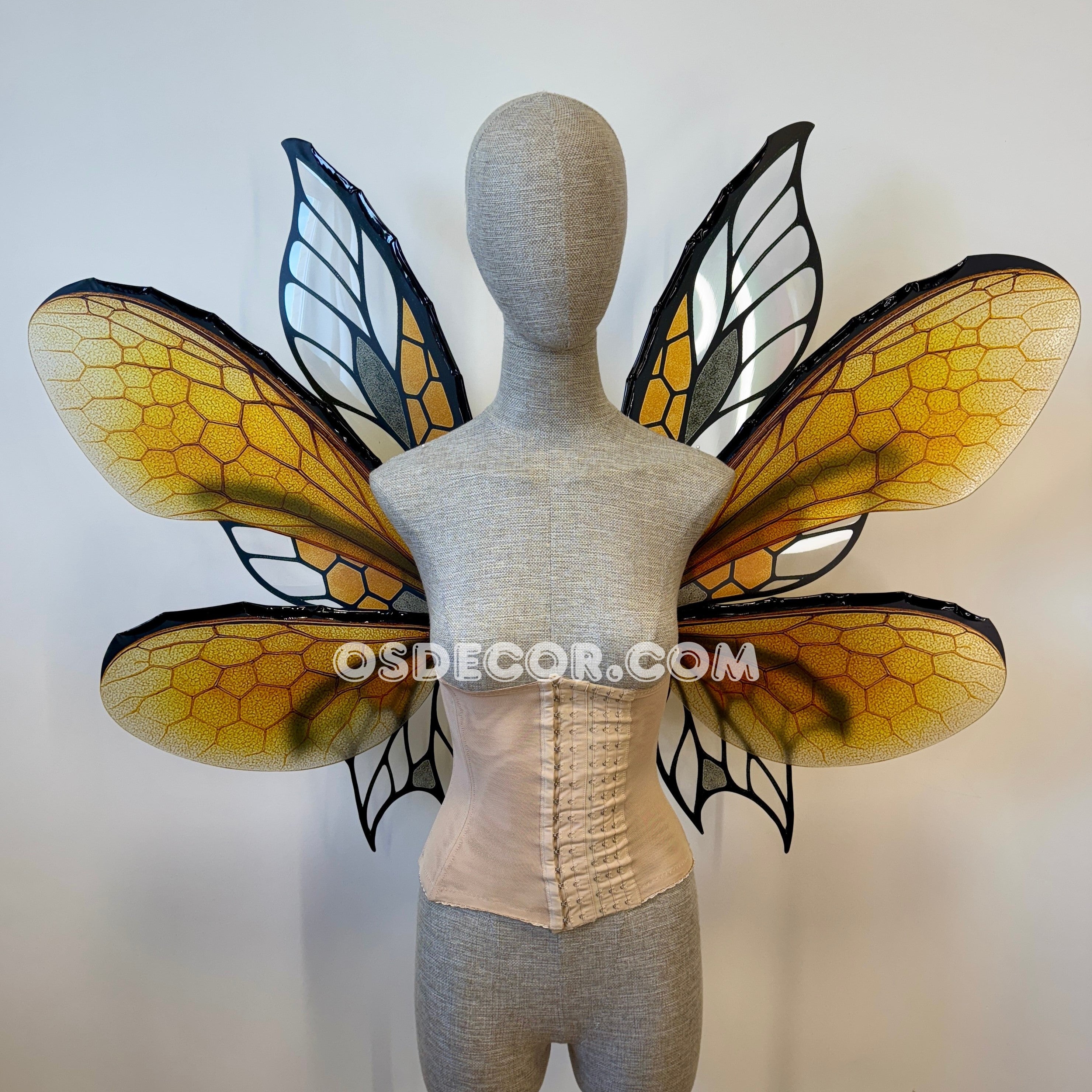 Yellow Honeycomb Bee Fairy Wings
