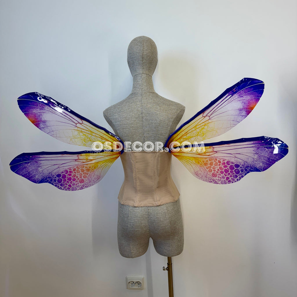 Purple Yellow Dragonfly Fairy Wings