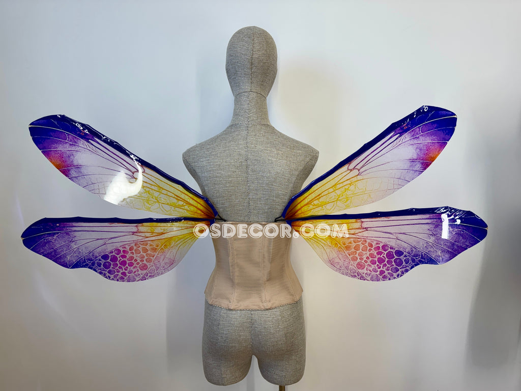 Purple Yellow Dragonfly Fairy Wings