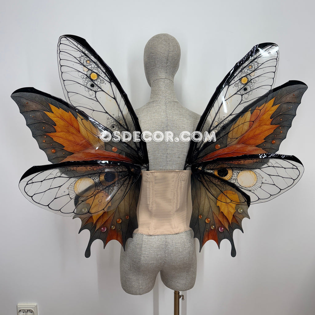 Orange Brown Leaves Fairy Wings