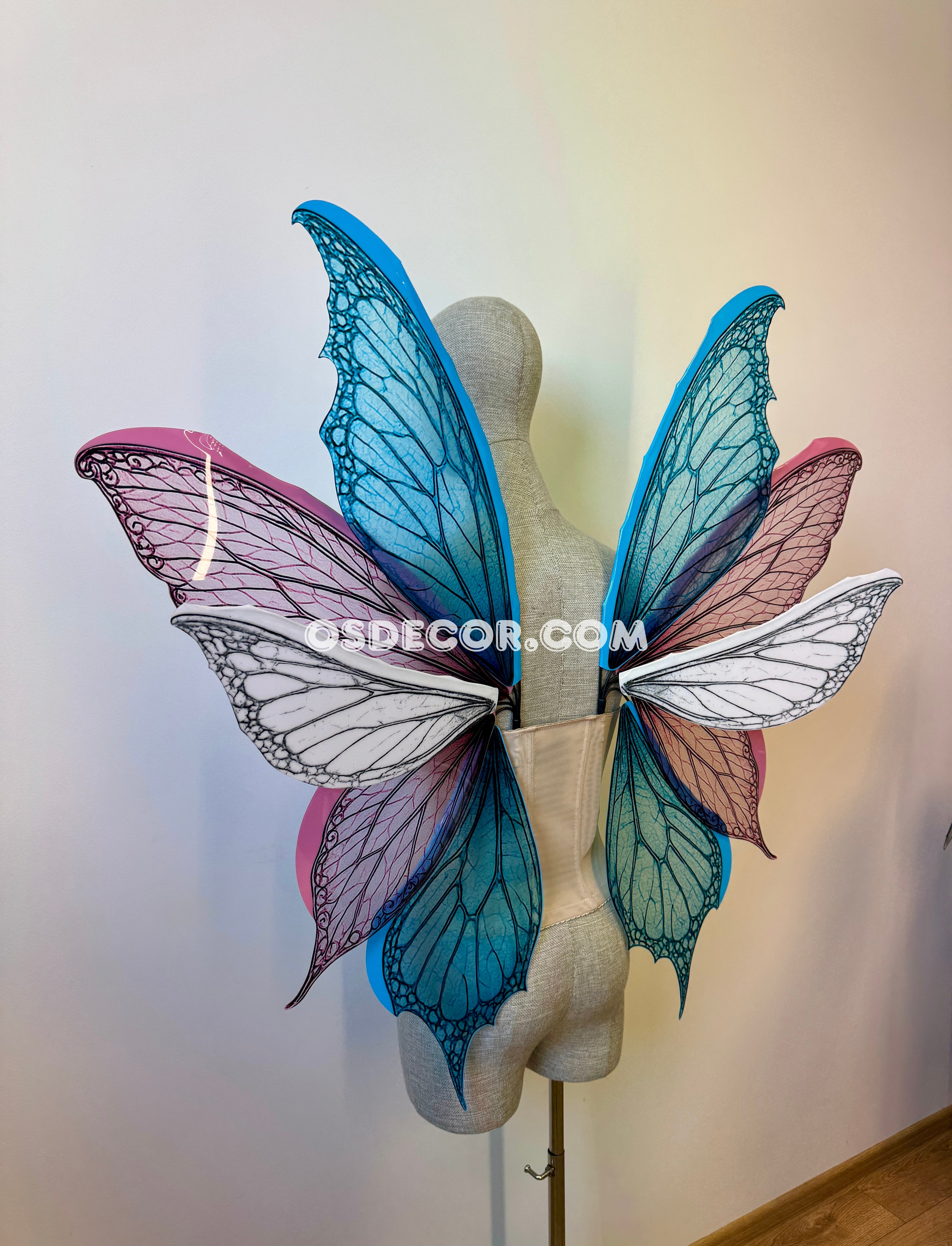 Blue Pink White Fairy Wings