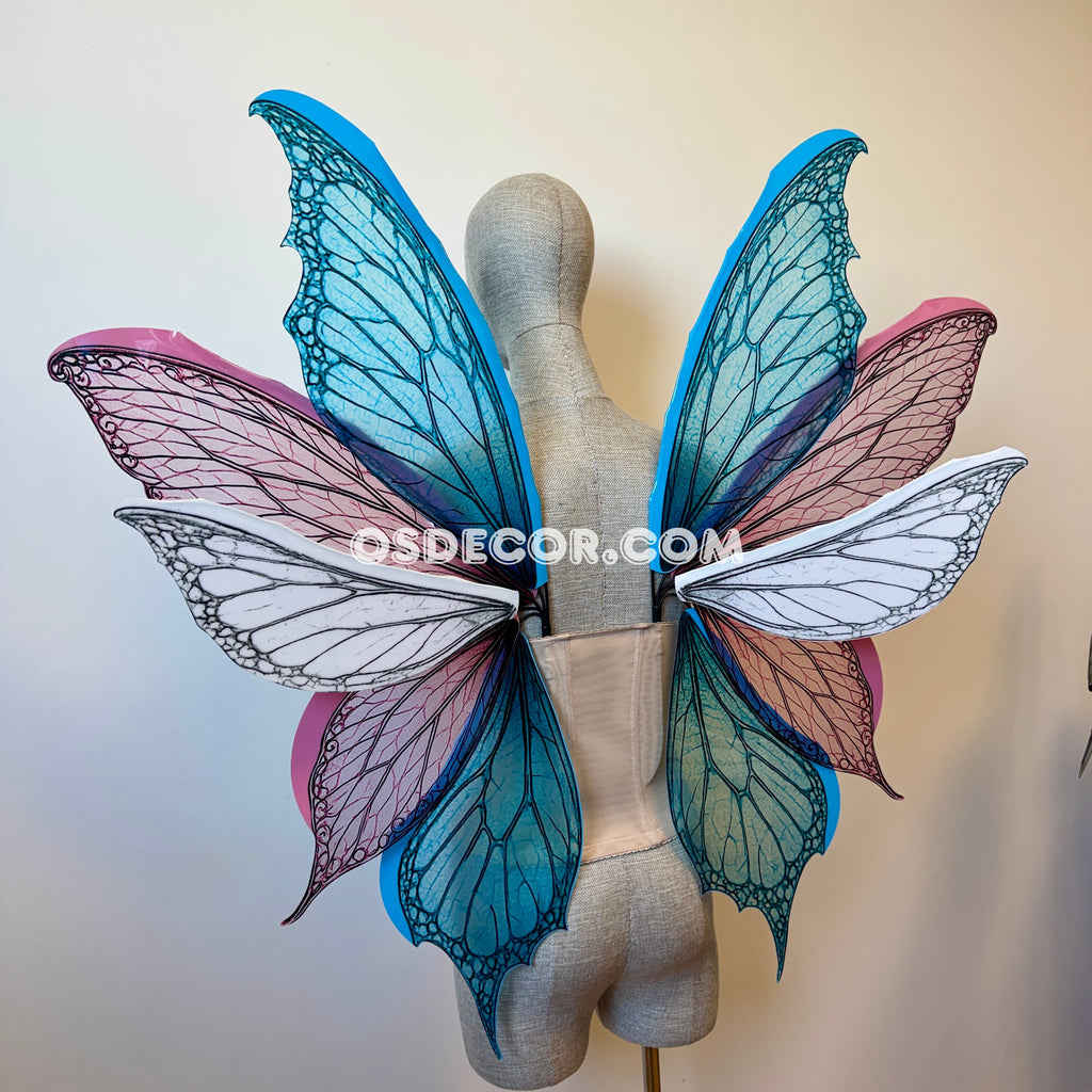 Blue Pink White Fairy Wings