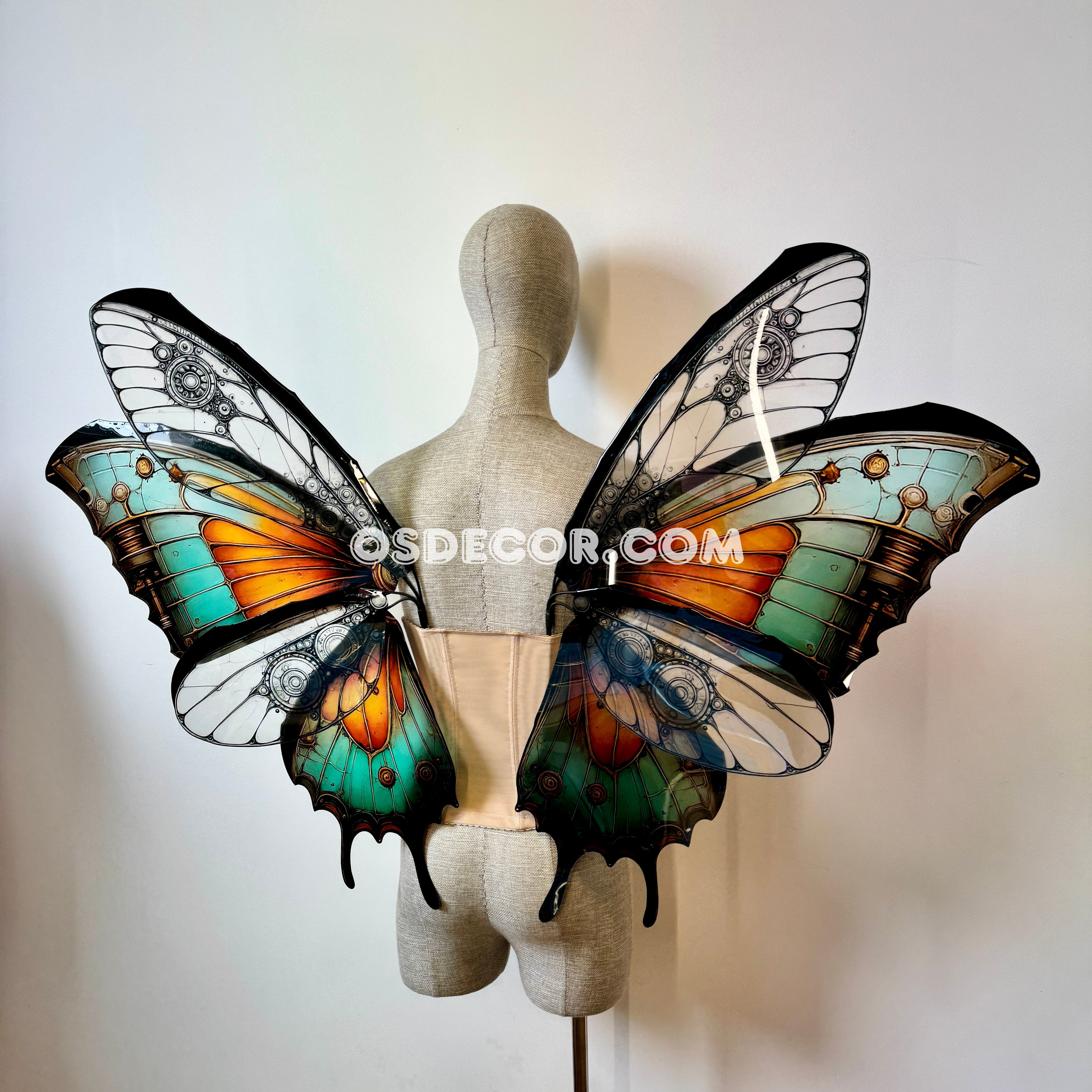 Green Orange Black  Butterfly Fairy Wings