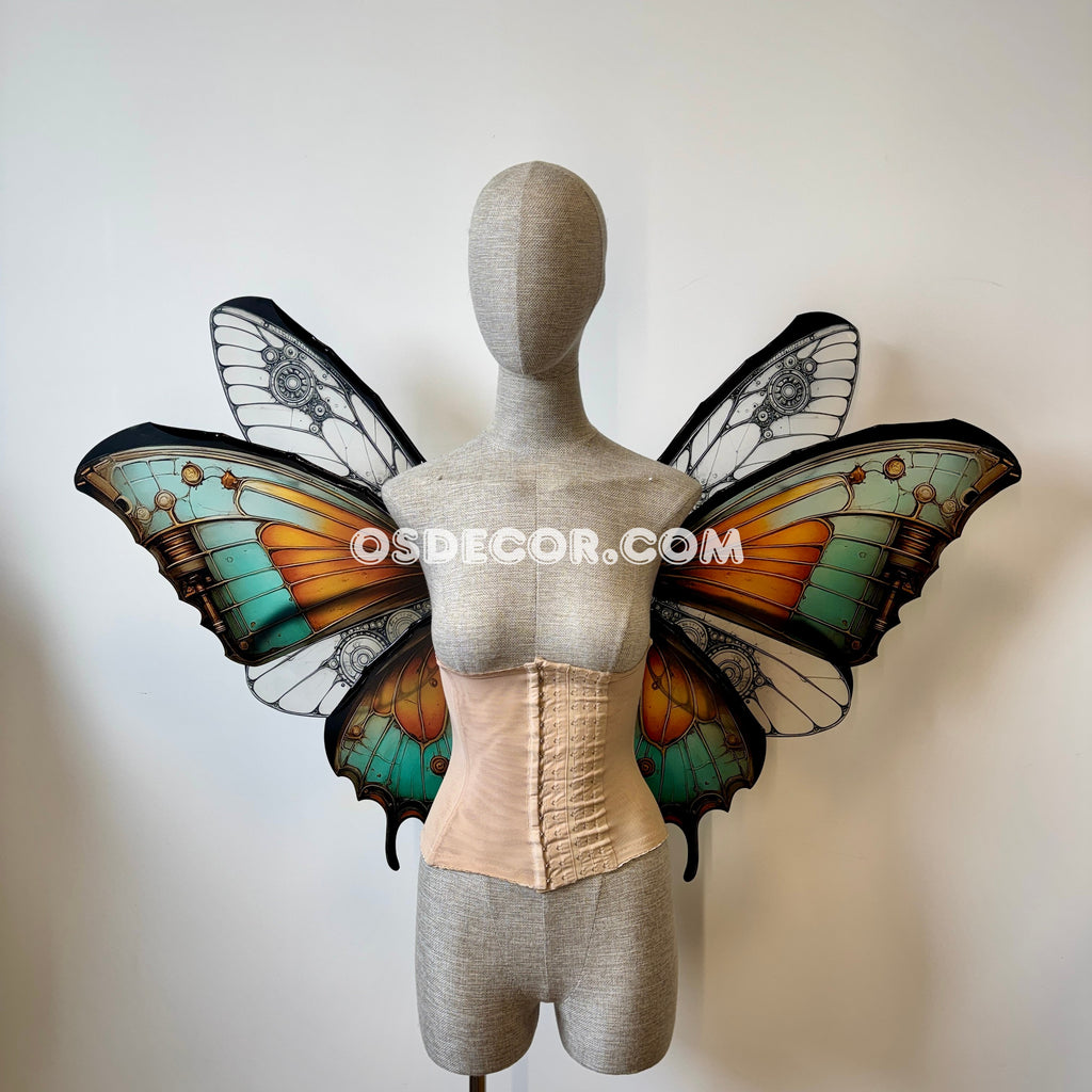 Green Orange Black  Butterfly Fairy Wings