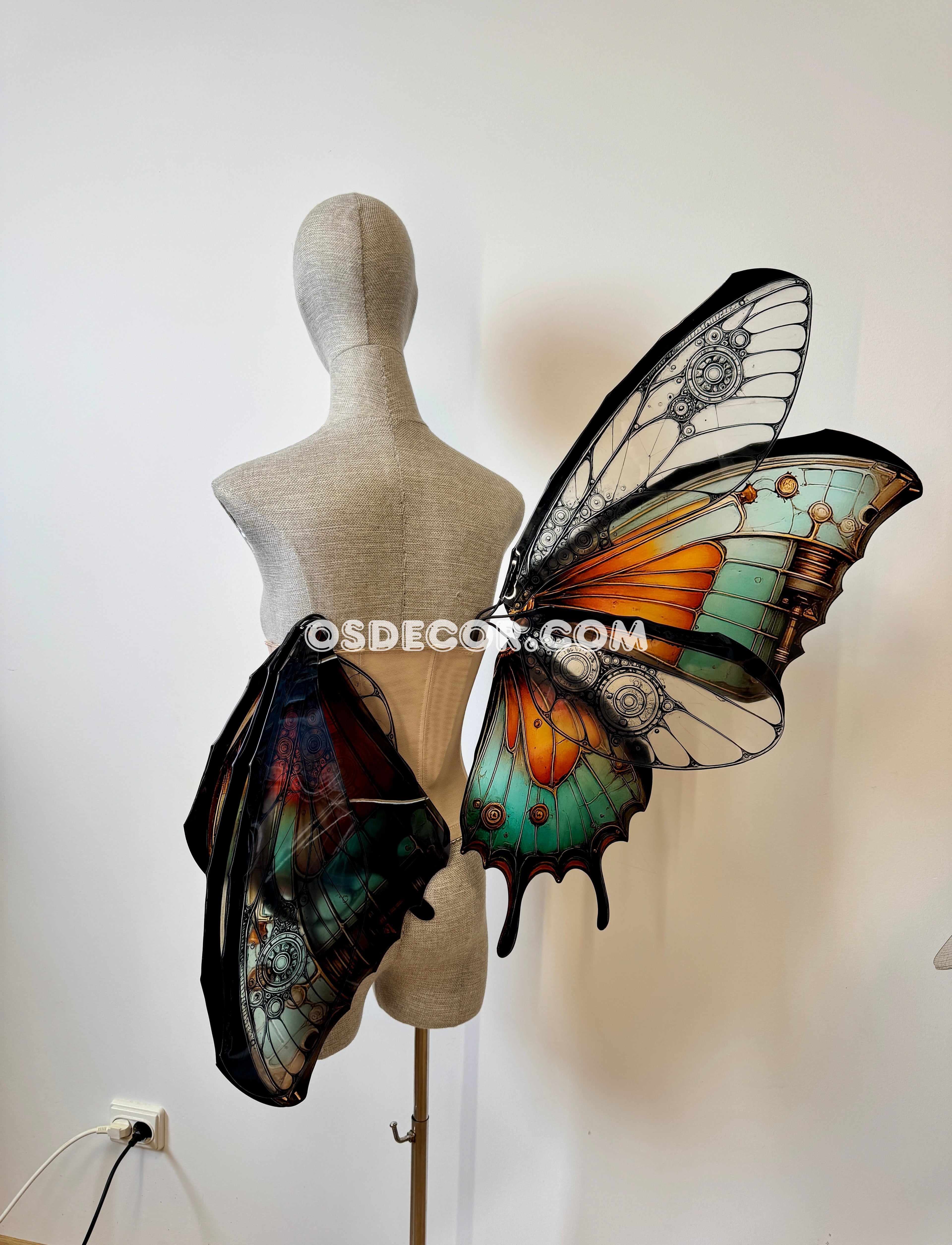 Green Orange Black  Butterfly Fairy Wings