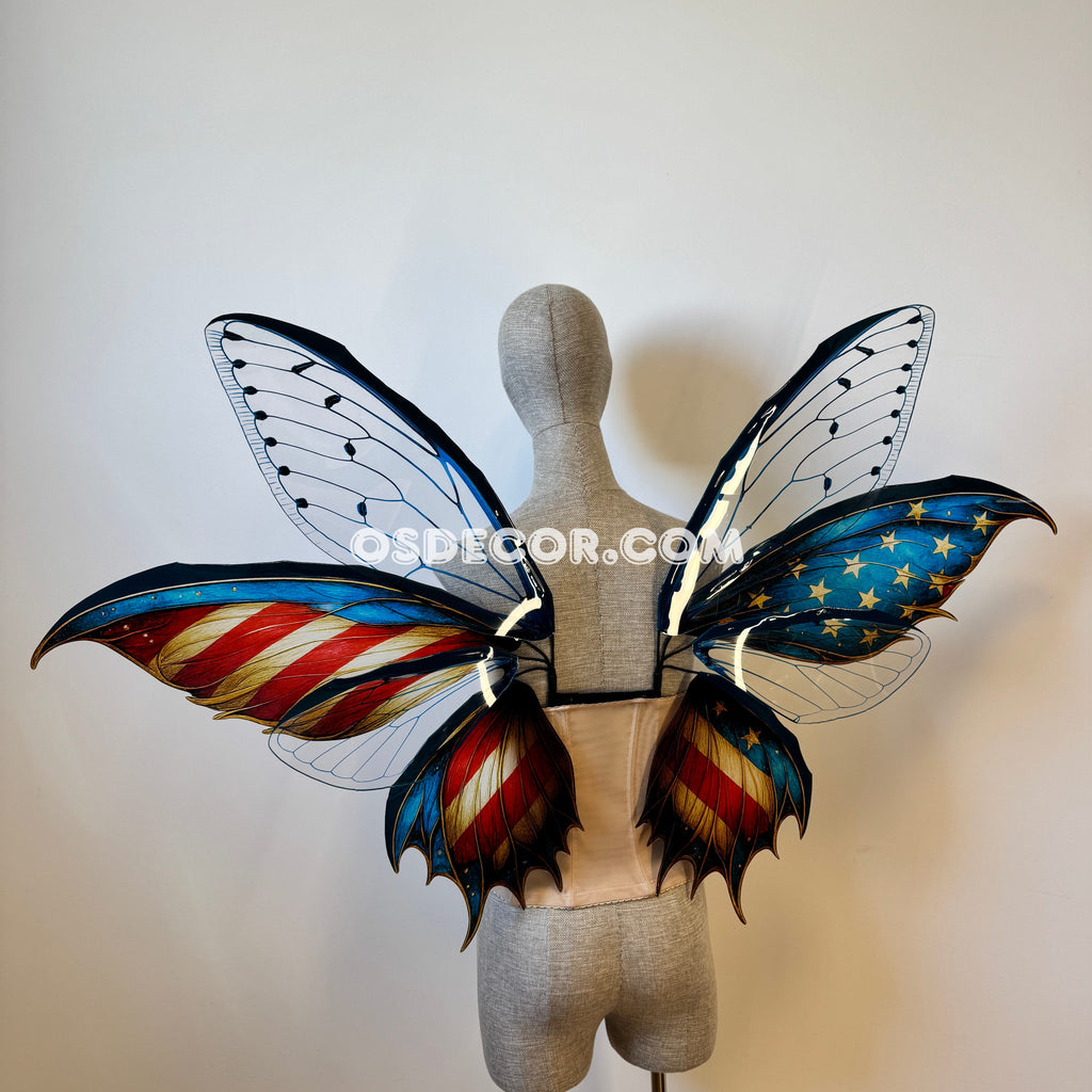 Red USA Butterfly Fairy Maple Leaf Wings