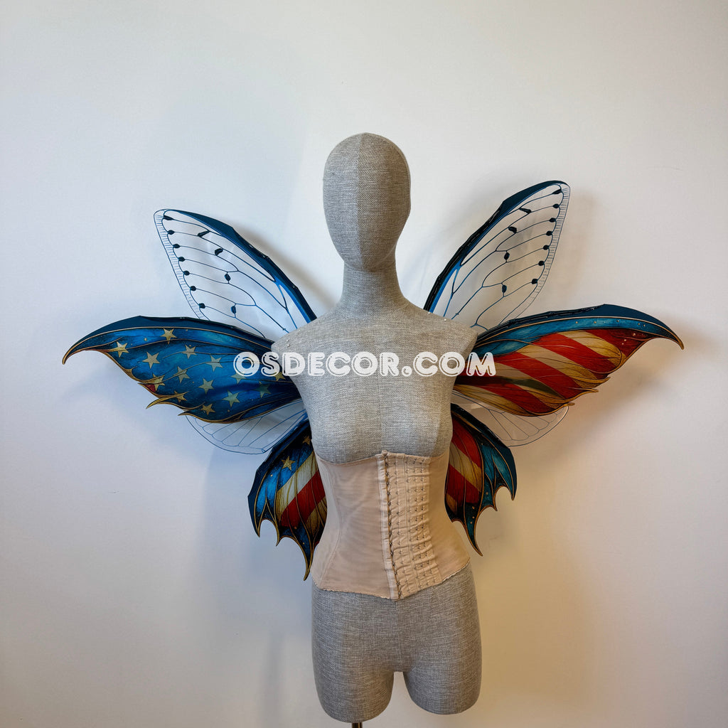Red USA Butterfly Fairy Maple Leaf Wings