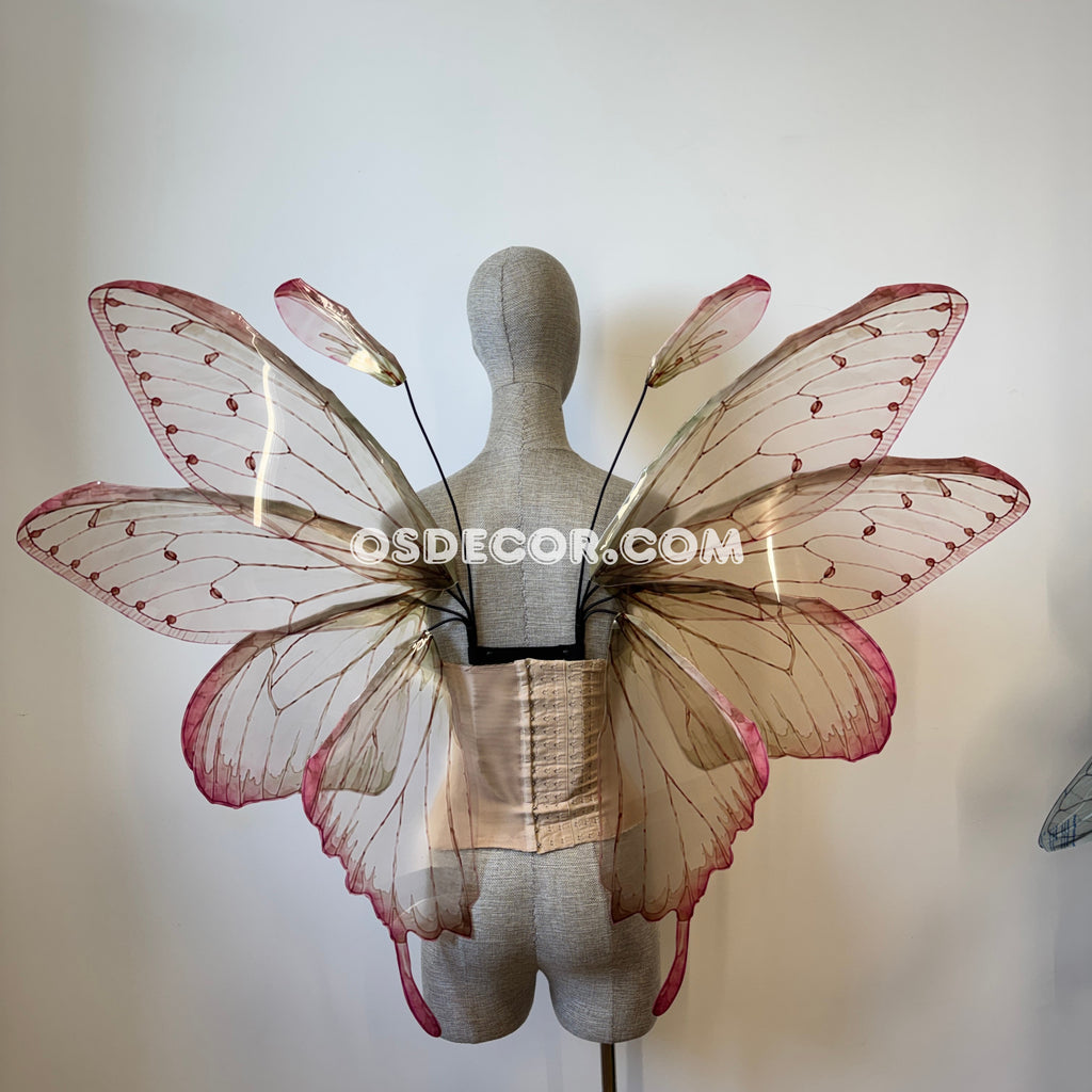 Pink Beige Brown Leaves Fairy Wings