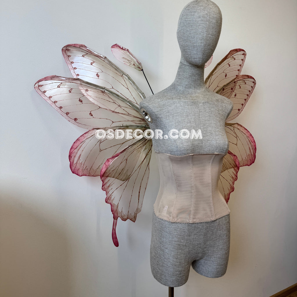 Pink Beige Brown Leaves Fairy Wings