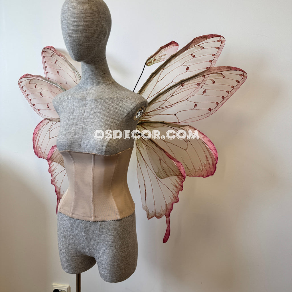 Pink Beige Brown Leaves Fairy Wings