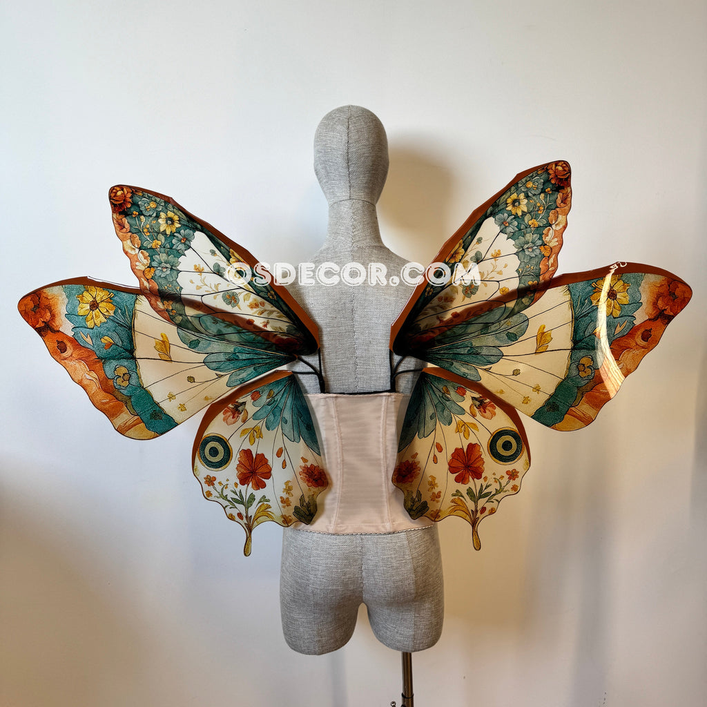 Green Orange Brown Butterfly Fairy Wings