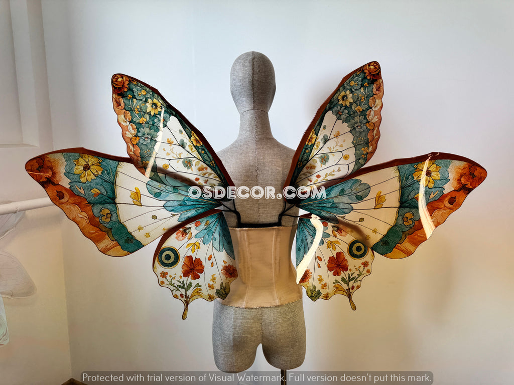 Green Orange Brown Butterfly Fairy Wings