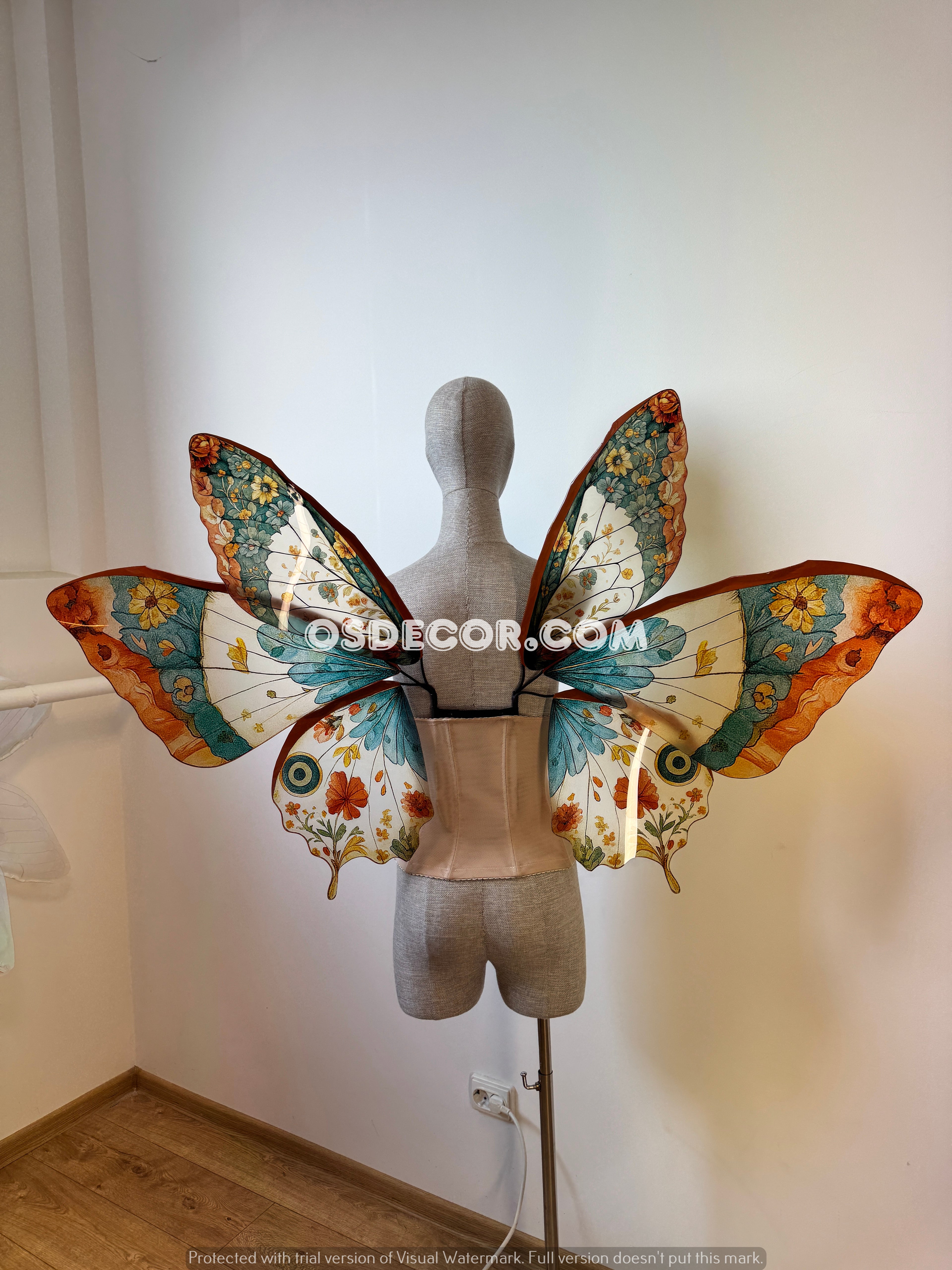 Green Orange Brown Butterfly Fairy Wings