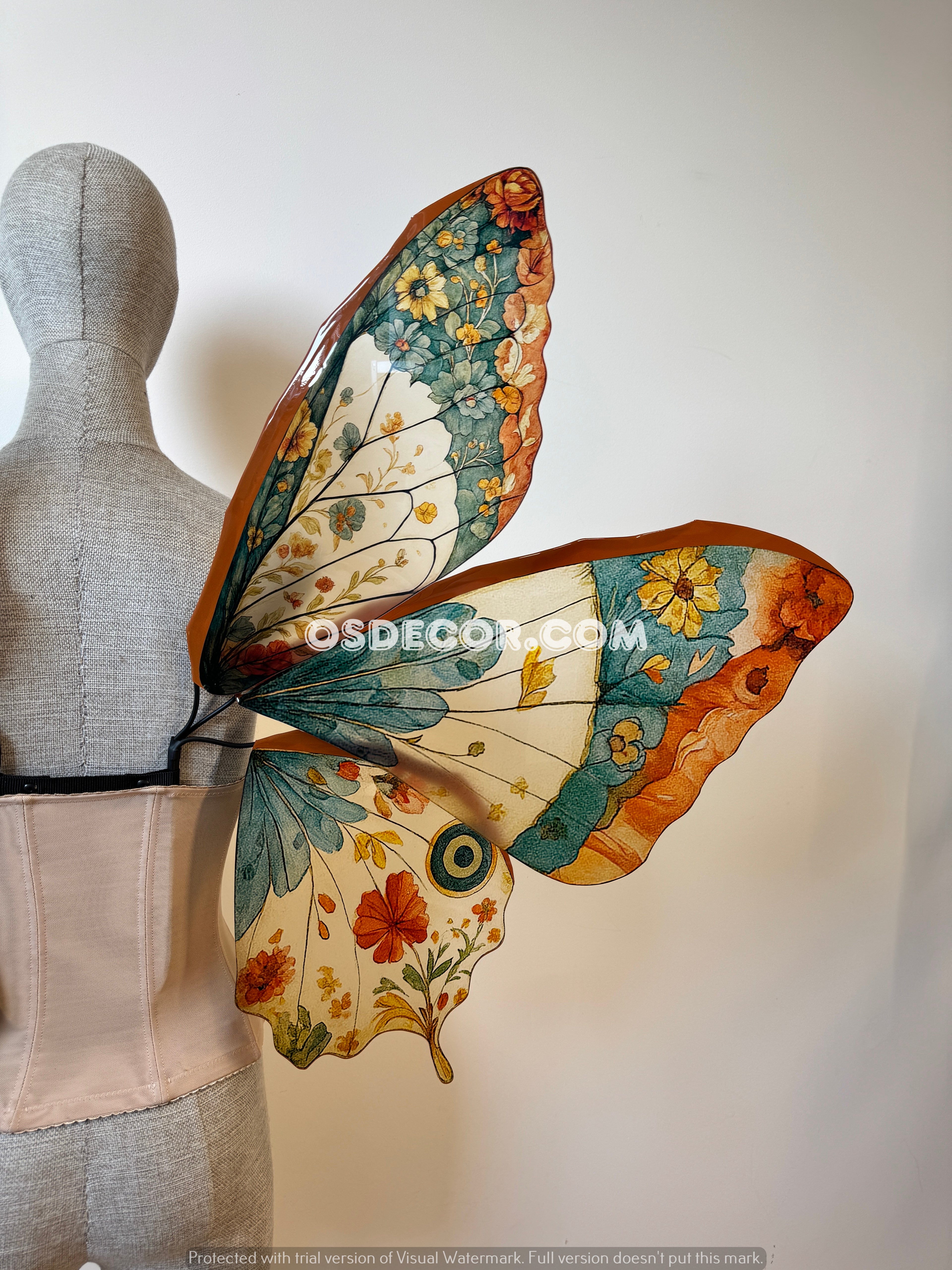 Green Orange Brown Butterfly Fairy Wings