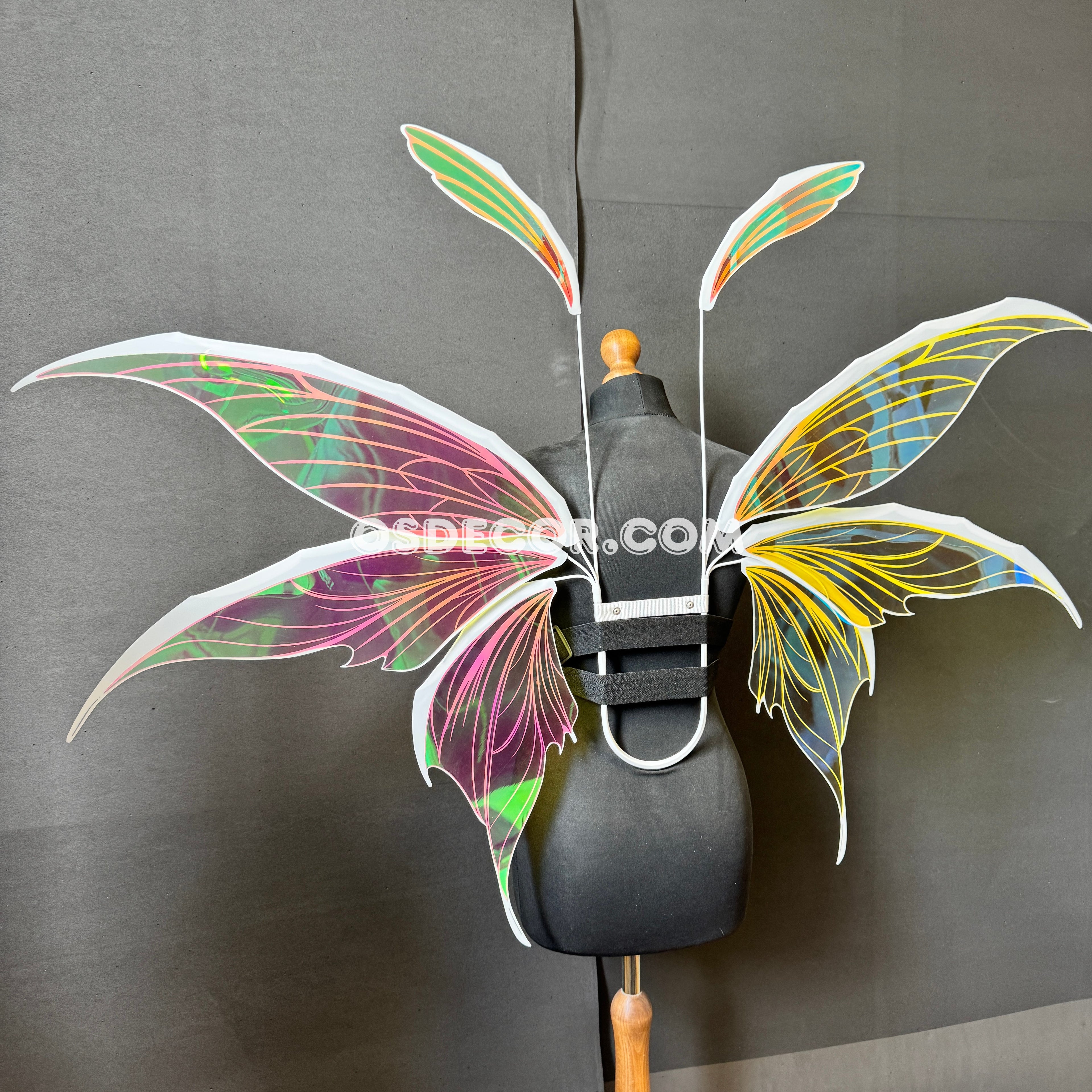 Pink Green Yellow Fairy Wings